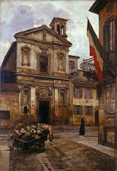 Arturo Ferrari Church of Santo Stefano in Borgogna in Milan Spain oil painting art